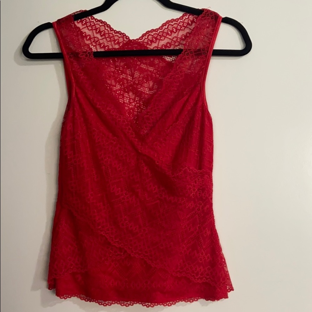 Sexy red lace Bebe Shirt size small. Cut out back.
